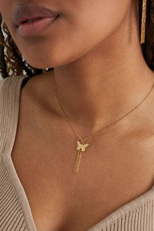 Collar mariposa con cadenas - Oro h5 Imagen3